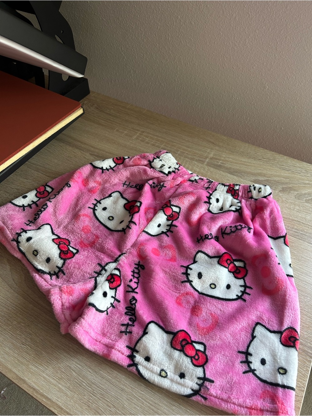 Hello Kitty Pink Fleece Skorted Shorts with Bow Print